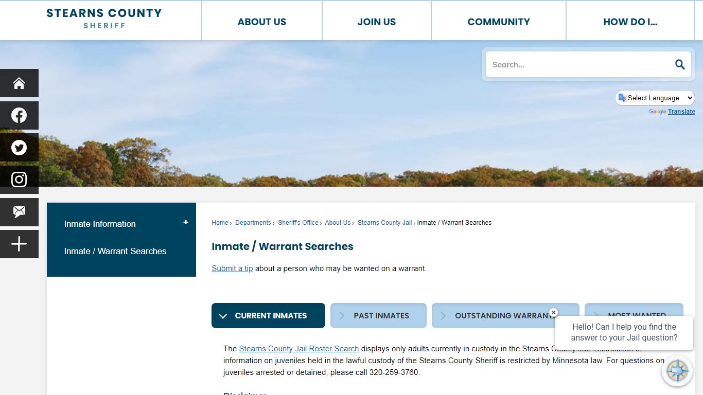 Inmate / Warrant Searches | Stearns County, MN - Official Website